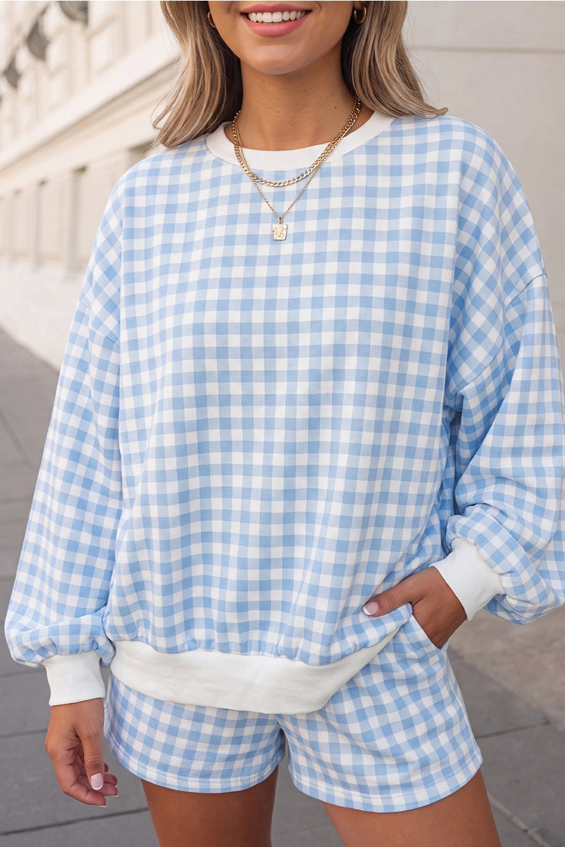 Addison Gingham Sweatshirt & Shorts Set