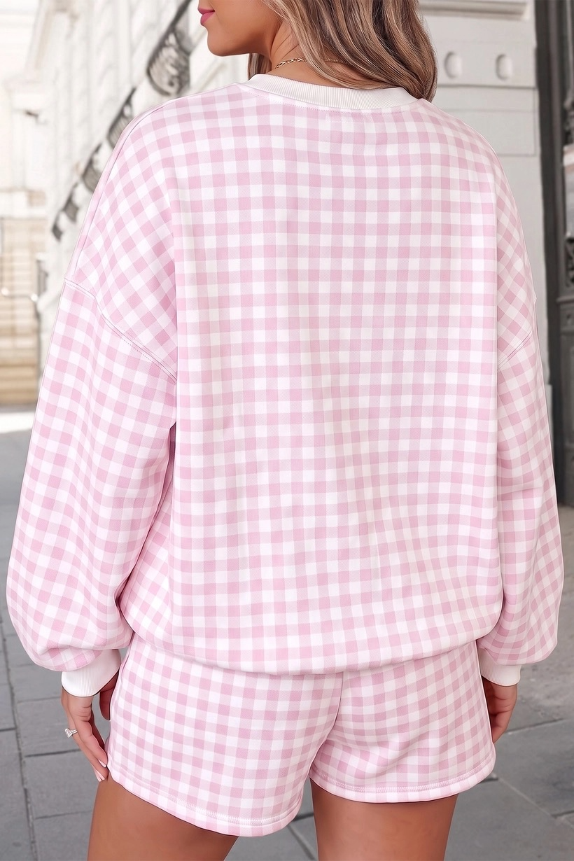Addison Gingham Sweatshirt & Shorts Set