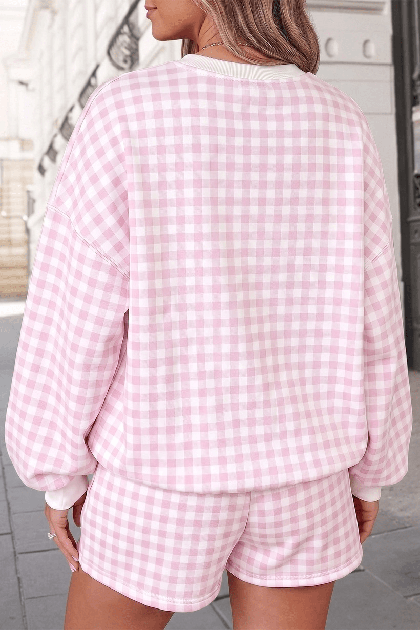 Addison Gingham Sweatshirt & Shorts Set Matching Set from Lilah Grace Boutique