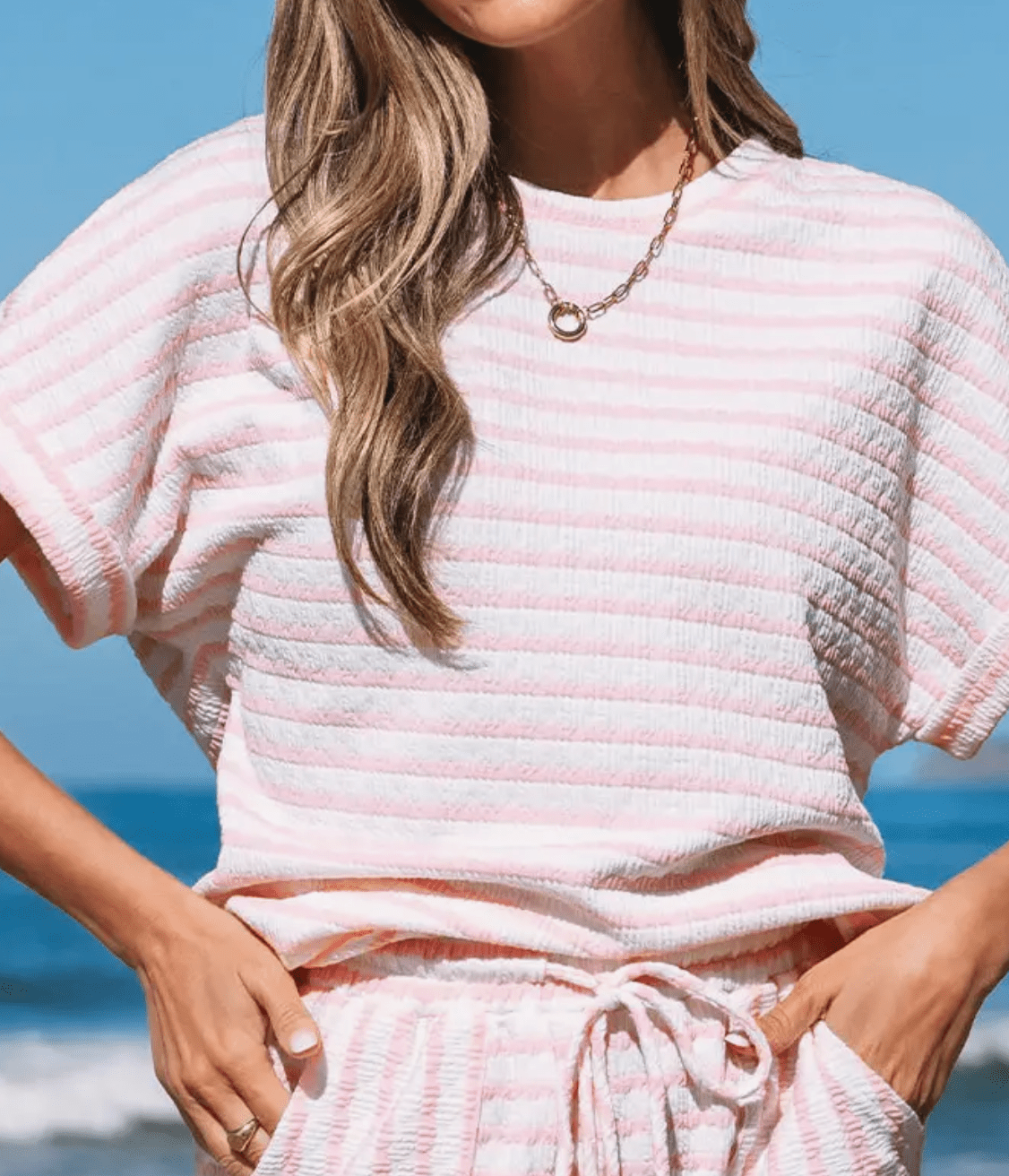 Carolina Stripe Lounge Set - Pink (PRE - ORDER) Matching Set from Lilah Grace Boutique