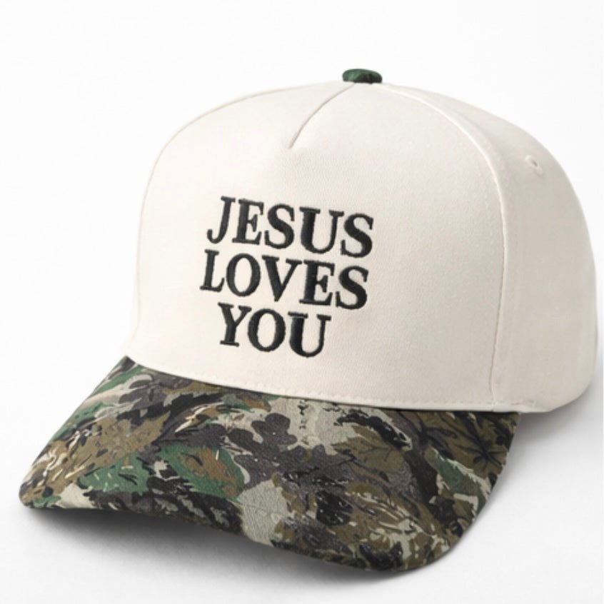 Jesus Loves You Two - Tone Hat | Embroidered Cotton Cap Hats from Lilah Grace Boutique