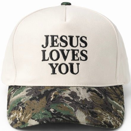 Jesus Loves You Two - Tone Hat | Embroidered Cotton Cap Hats from Lilah Grace Boutique