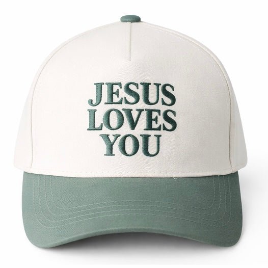 Jesus Loves You Two - Tone Hat | Embroidered Cotton Cap Hats from Lilah Grace Boutique