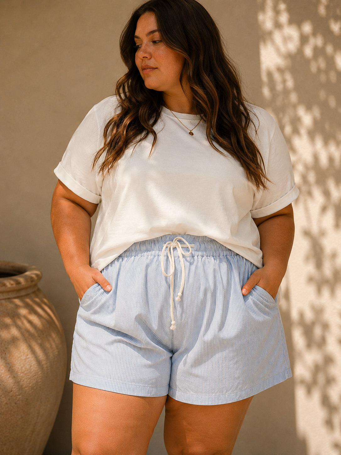 Laguna Stripe Denim Shorts
