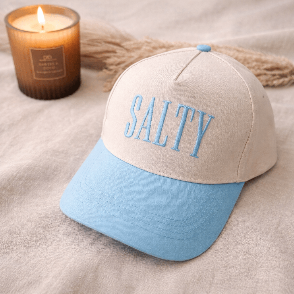 Salty Coastal Embroidered Cap Hats from Lilah Grace Boutique