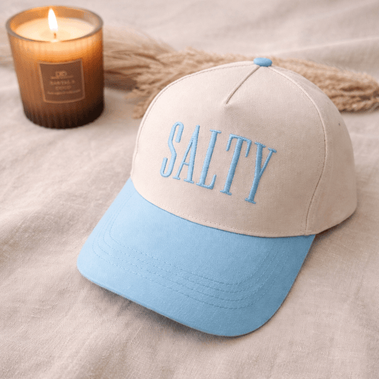 Salty Coastal Embroidered Cap Hats from Lilah Grace Boutique
