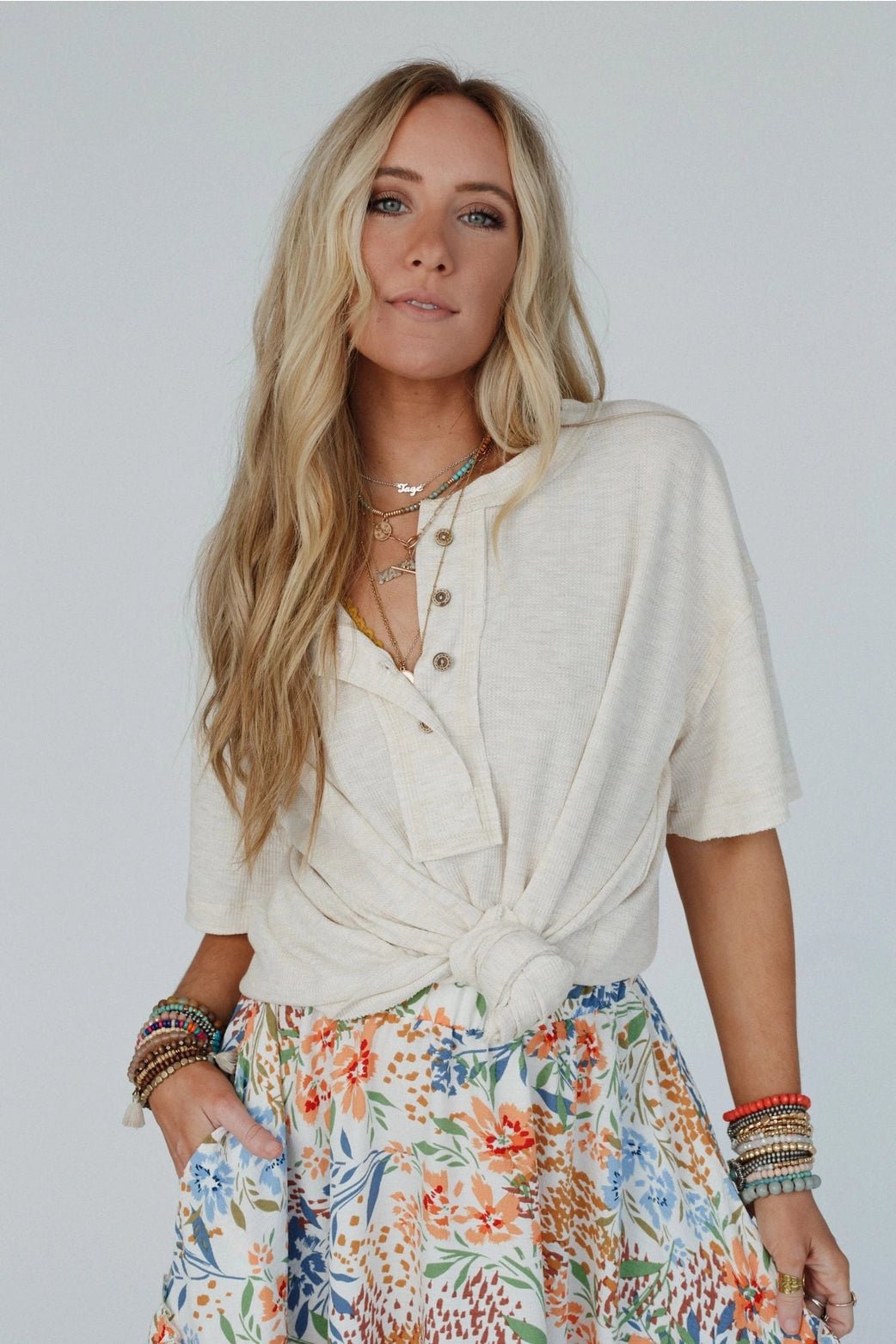 The Celeste Henley Top (Easy Everyday) Blouses from Lilah Grace Boutique