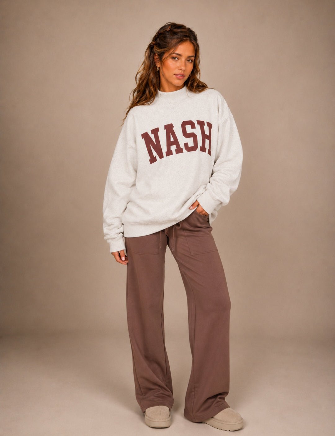 The Nash Embroidered Mockneck Sweatshirt Sweatshirt from Lilah Grace Boutique