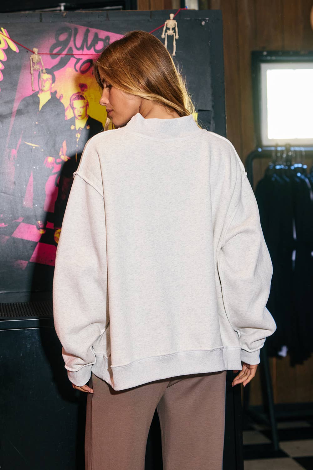 The Nash Embroidered Mockneck Sweatshirt Sweatshirt from Lilah Grace Boutique